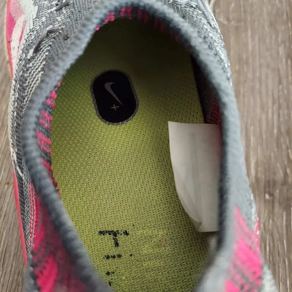 Nike Free Flyknit 5 Running Shoes, Grey Pink Foil 9.5